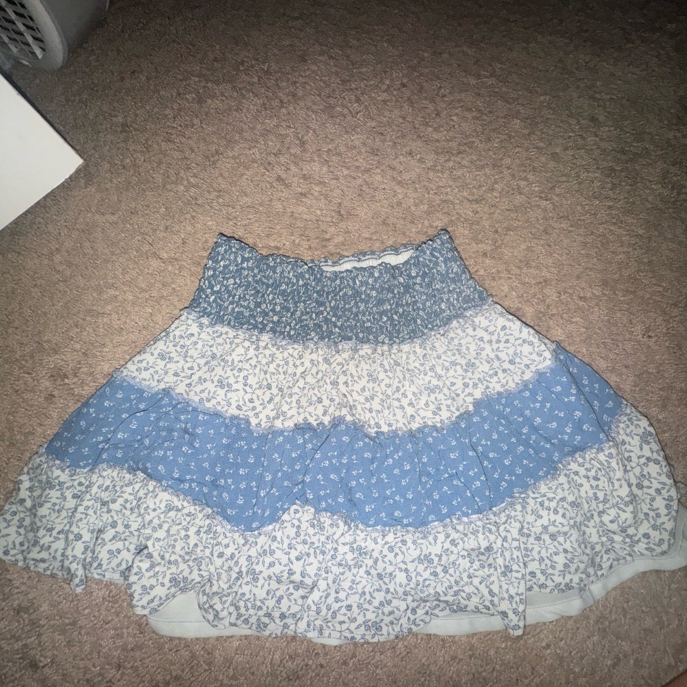 American Eagle Outfitters Blue and White A-Line Skirt